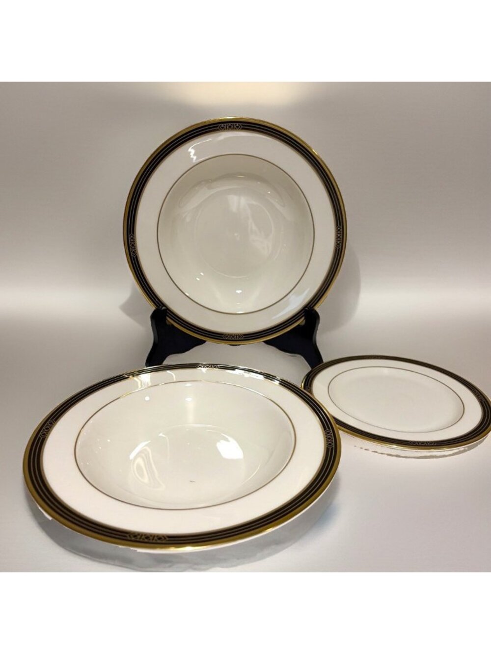 Lenox Bone China Langdon Gate 2 Rimmed Soup Bowls & 1 Bread & Butter Plate